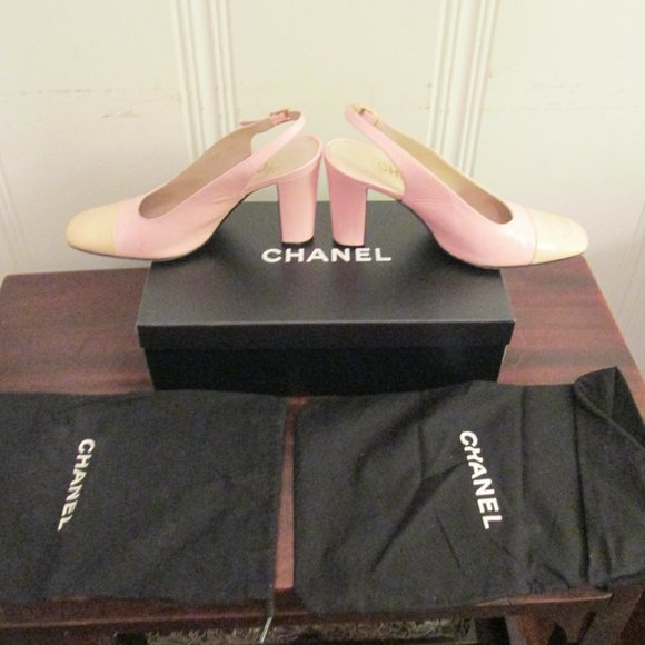 Chanel 60s 70s Two-Tone Slingbacks 6.5 N Pink - Picture 5 of 16